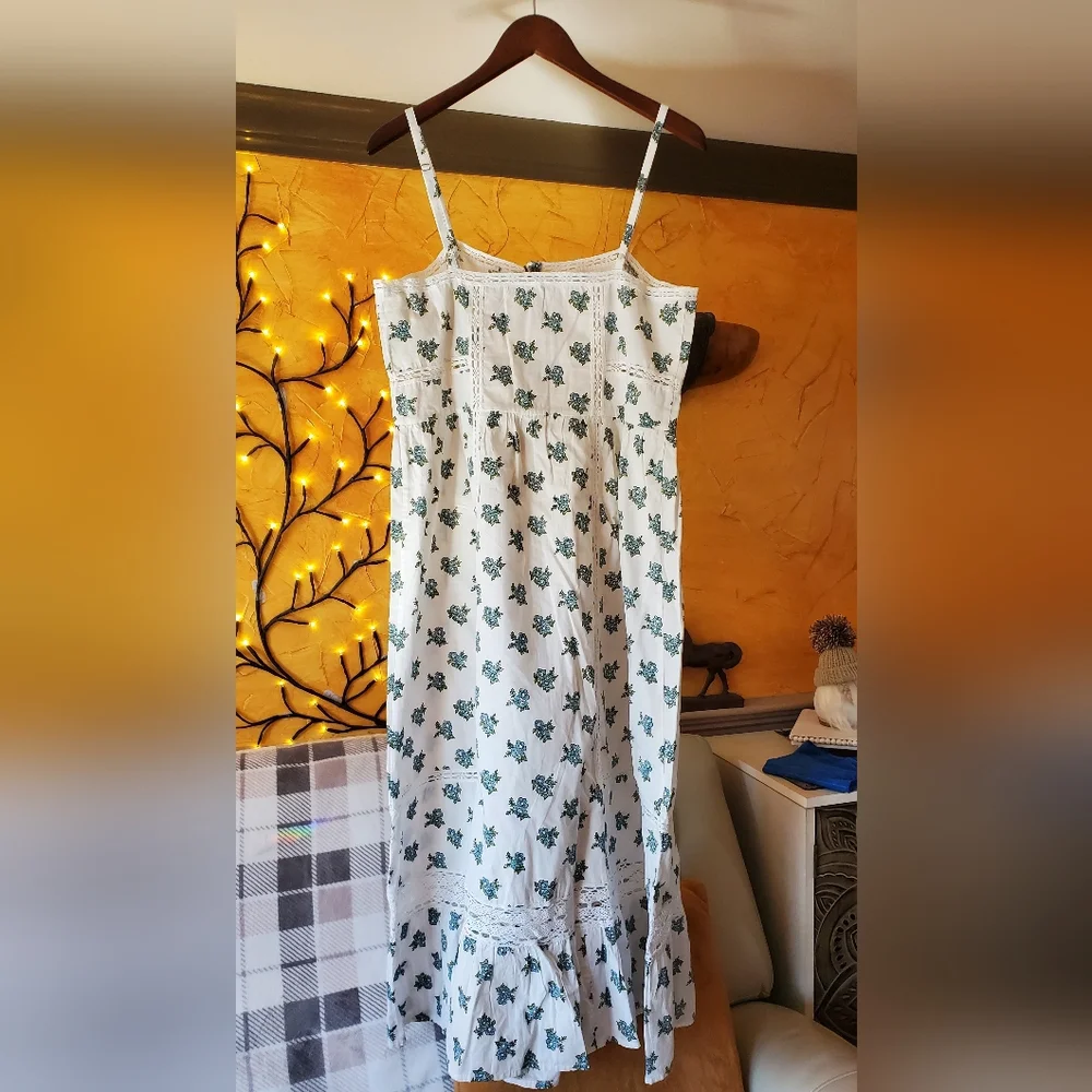 Spell White, Blue and Green Floral Maxi Dress Size Large - Picture 4 of 12